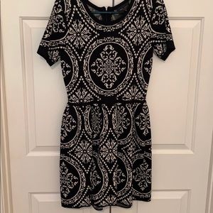 Short Sleeved Sweater Dress with Exposed Zipper